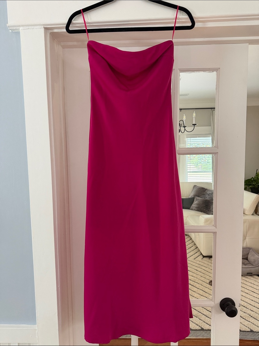 Le Lis Fuchsia Cowl Neck Midi Slip Dress